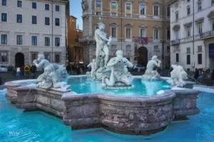 Einer der 3 Brunnen auf der Piazza Navona in Rom