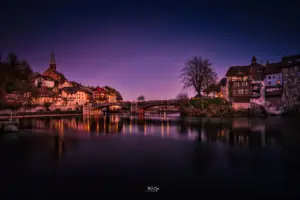 Tolle Abendstimmung am alten Rheinübergang bei Laufenburg.